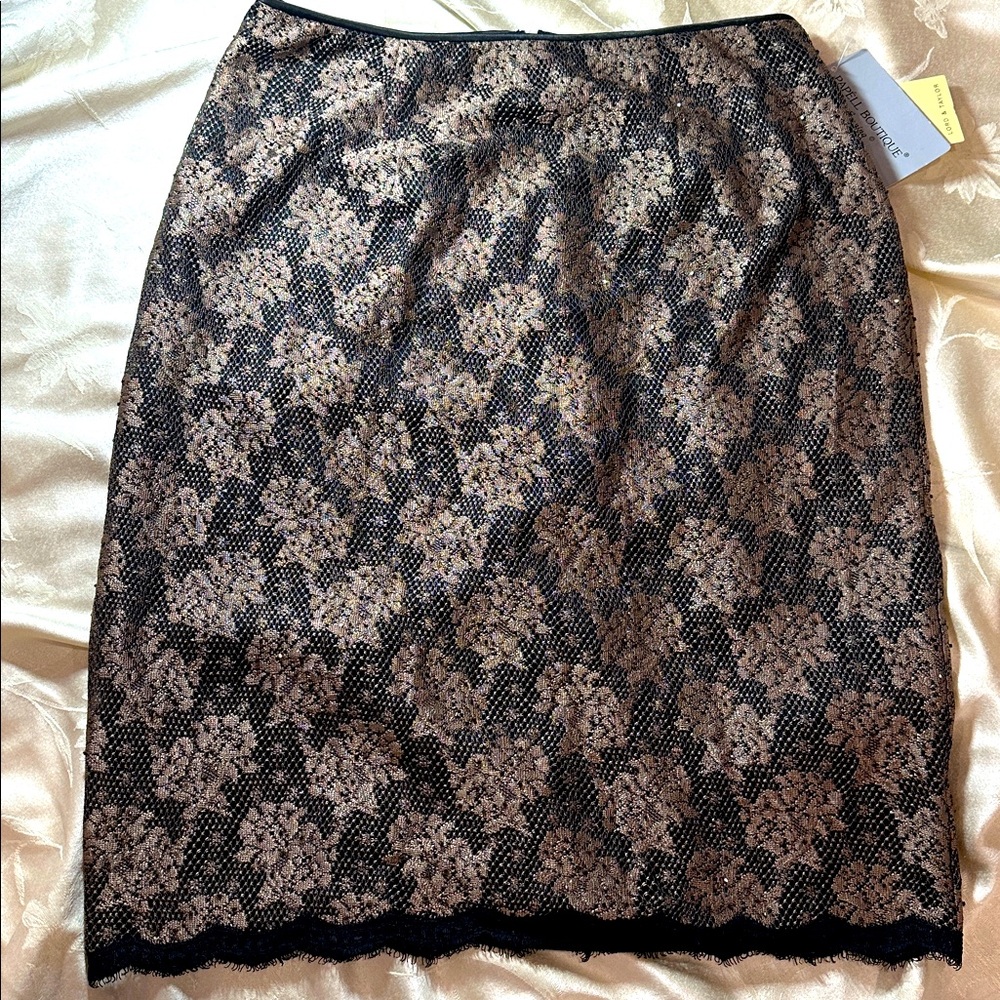 NWT- “Papell Boutique Evening” Pencil Skirt - Lace-and Subtle Sparkle